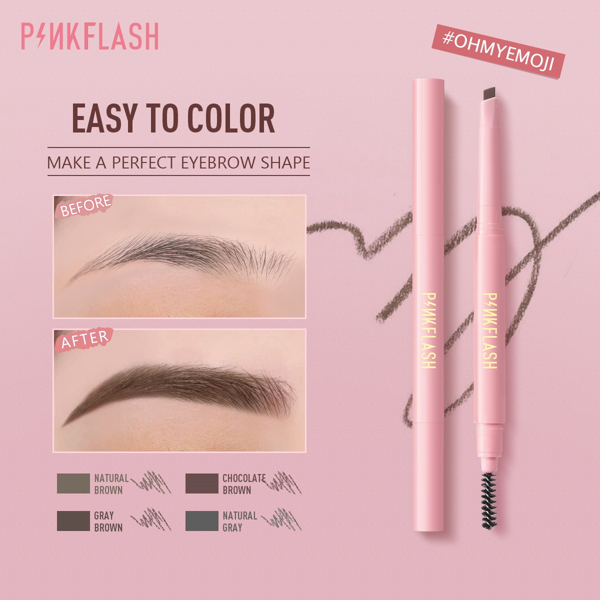 PinkFlash Waterproof Auto Eyebrow Pencil In 4 Colours 1 pinkflash waterproof auto eyebrow pencil in 4 colours PinkFlash Waterproof Auto Eyebrow Pencil In 4 Colours