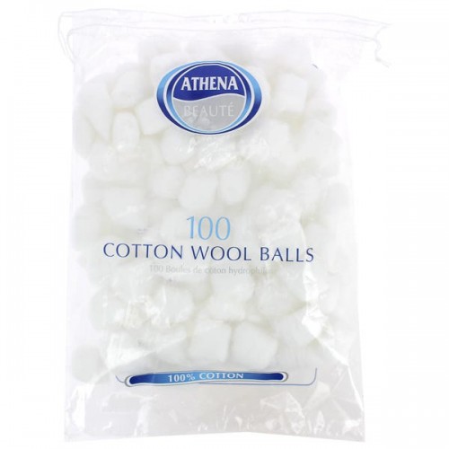 Athena 100 White Cotton Wool Balls 1 Pack of Athena WHITE Cotton WOOL BALLS