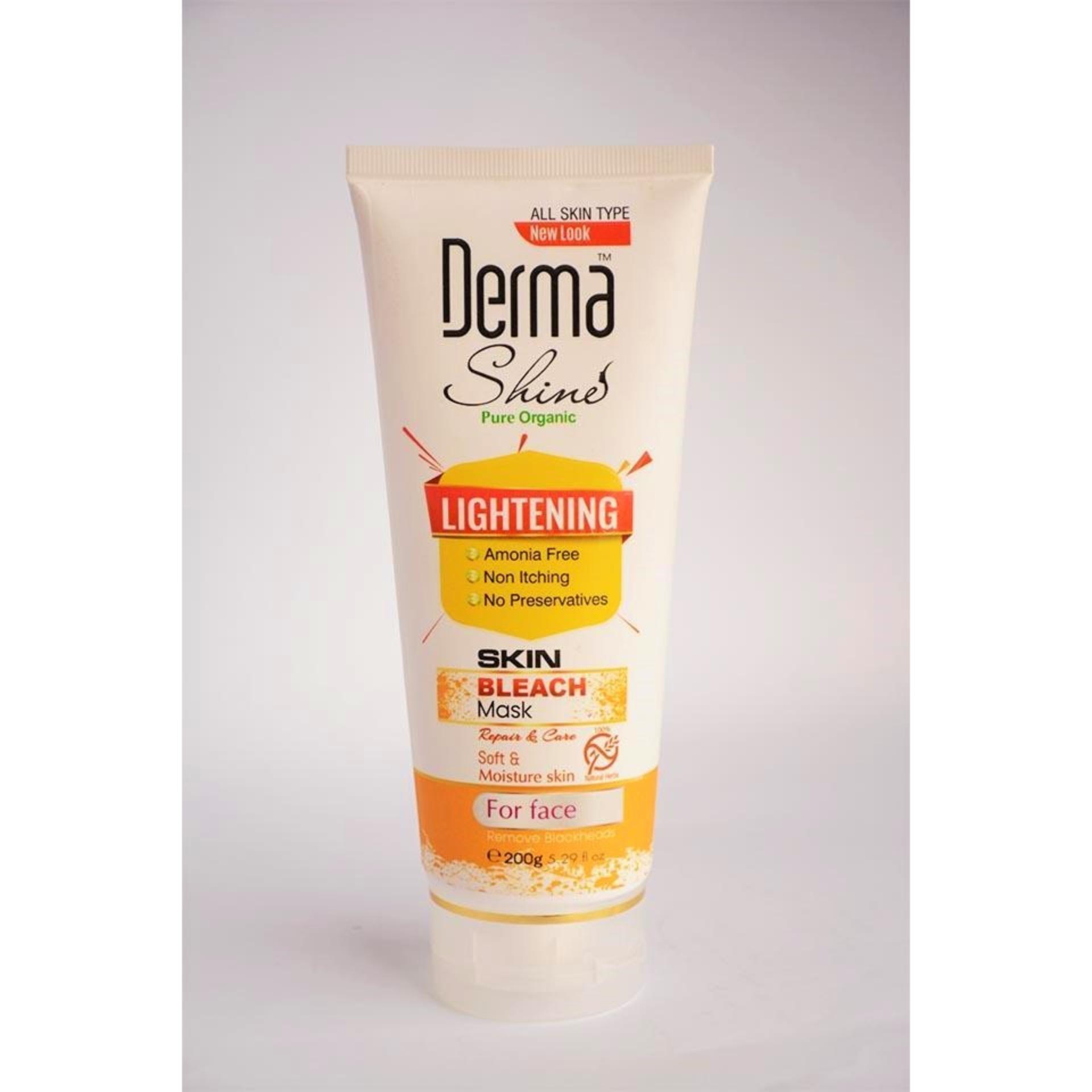 Derma Shine Pure Organic Lightening Skin Bleach Mask for All Skin Type 200gm 1 DermaShine_Pure Organic Lightening Skin Bleach Mask for All Skin Type 100% satisfaction 200gm