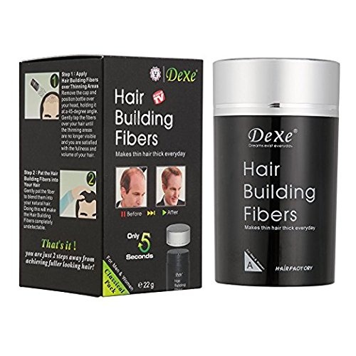 Dexe Black Colored Hair Building Fibers Thickening Fiber for Women and Men 2 Dexe Black Colored Hair Building Fibers Thickening Fiber for Women and Men
