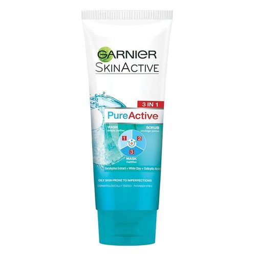Garnier Pure Active 3 in 1 Face Wash/Scrub/Mask