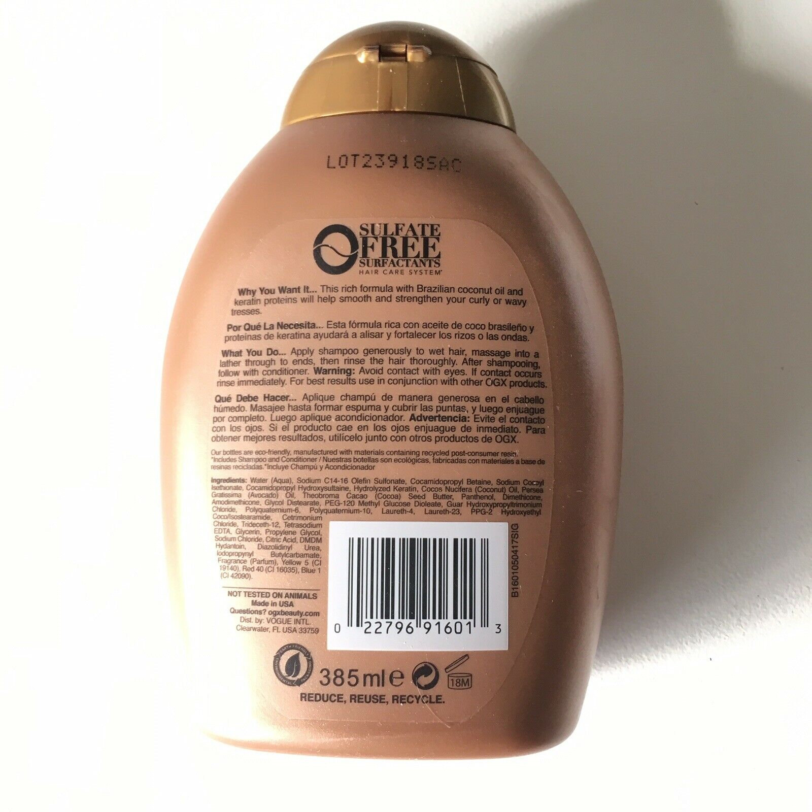 OGX Brazilian Keratin Therapy Shampoo 385ml USA Made 5 OGX Brazilian Keratin Therapy Shampoo 385ml USA Made - Image 3