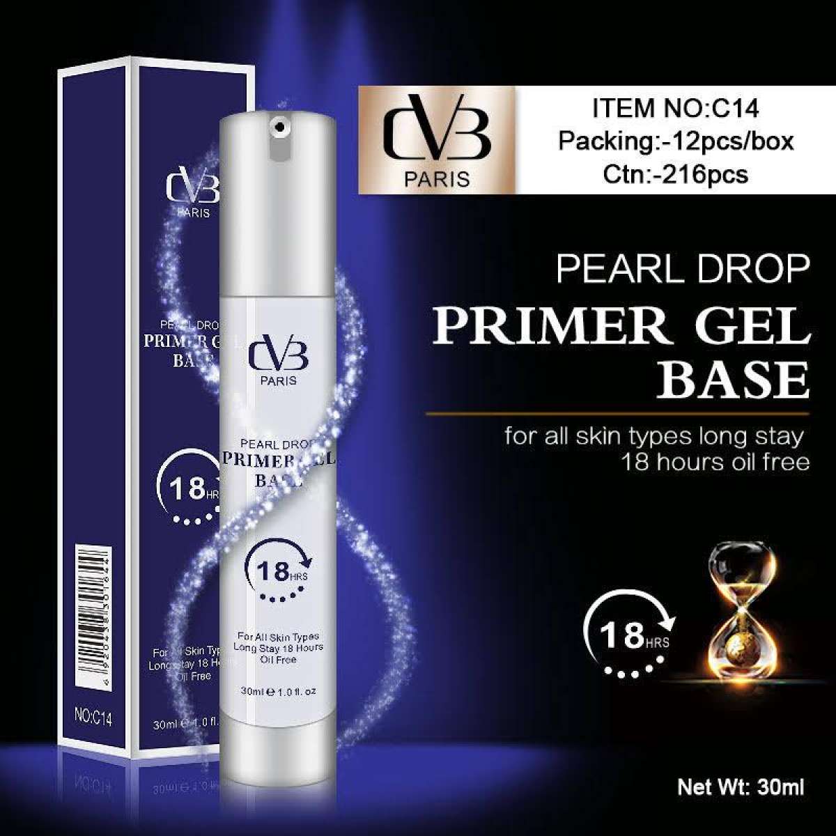 CVB Pearl Drop Gel Base Primer Waterproof 30 ml 4 CVB Pearl Drop Gel Base Primer Waterproof 30 ml - Image 2