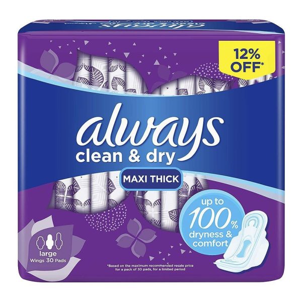 ALWAYS CLEAN & DRY MAXI THICK LARGE WINGS 30’S