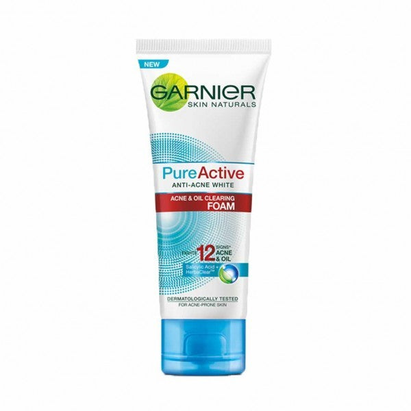 Garnier Skin Natural Pure Active White Acne & Oil Clearing Foam 100Ml