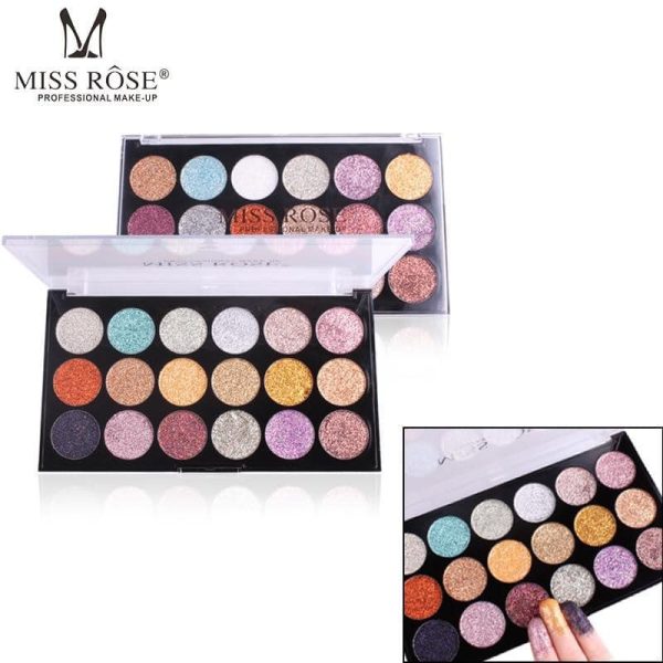 MISS ROSE 18-Color Sequin Glitter Eyeshadow Palette