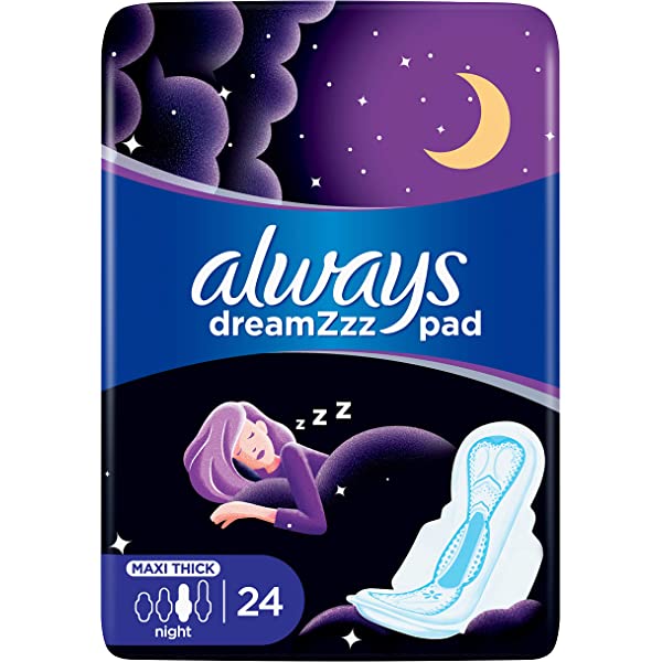 ALWAYS DREAMZ PAD MAXI THICK NIGHT PADS WITH WINGS 24’S