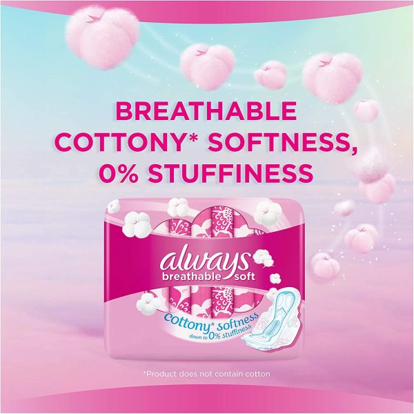 ALWAYS BREATHABLE SOFT COTTONY SOFTNESS MAXI THICK LARGE PADS WITH WINGS 30’S