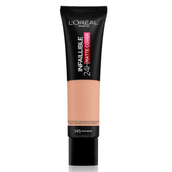 Loreal Paris Infaillible 24H Matte Cover Foundation 145 Beige Rose (Tube) 30Ml