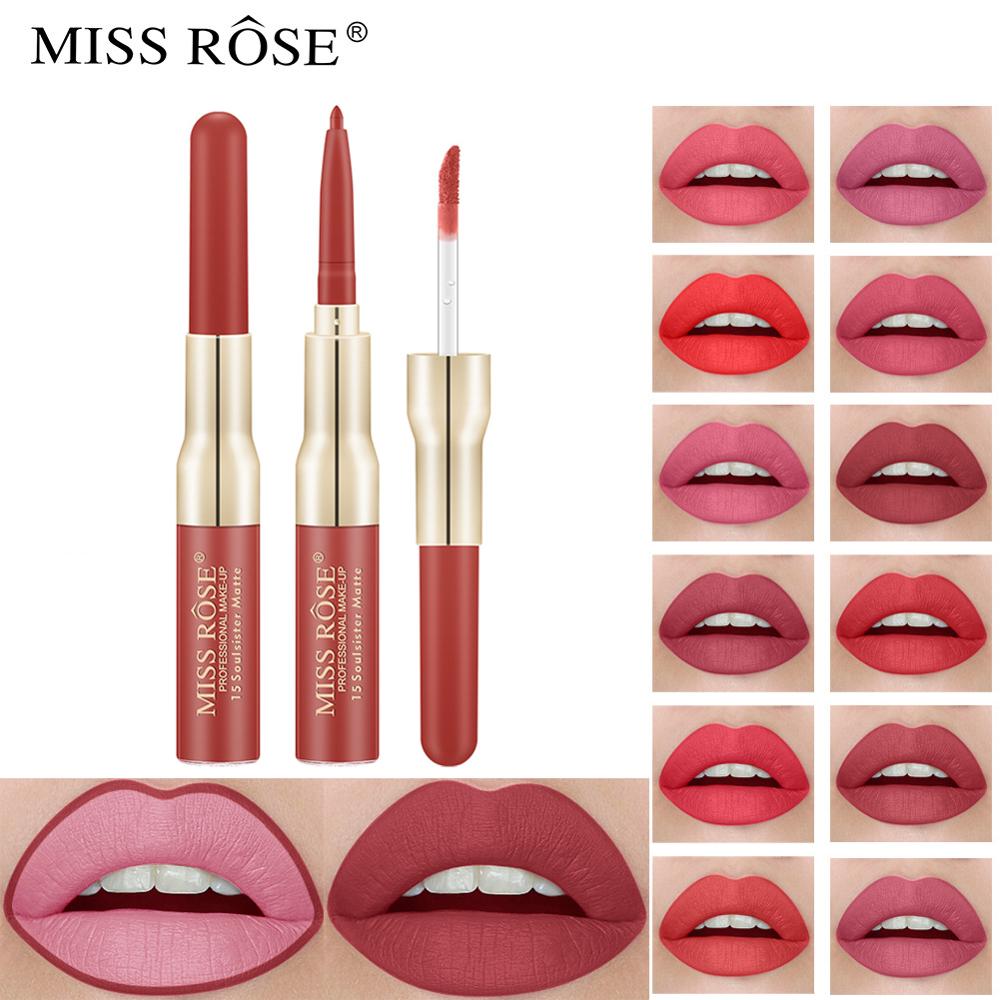 Miss Rose Matte lip Gloss + Liner 2 in 1 3 Miss Rose Matte lip Gloss + Liner 2 in 1