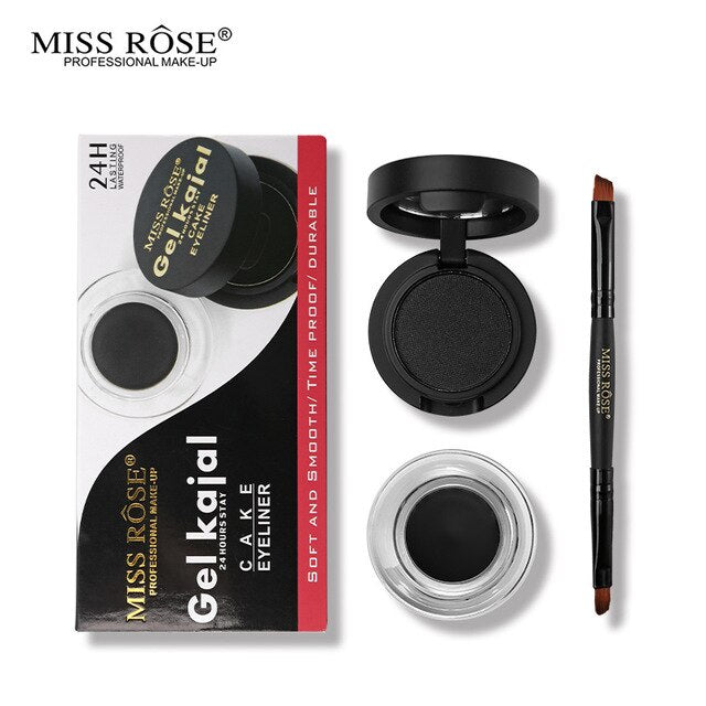Miss Rose Eye Makeup Set Black Cake Eyeliner + Gel Kajal 24 Hours Stay Eye Liner Soft and Smooth 4 Miss Rose Eye Makeup Set Black Cake Eyeliner + Gel Kajal 24 Hours Stay Eye Liner Soft and Smooth - Image 2