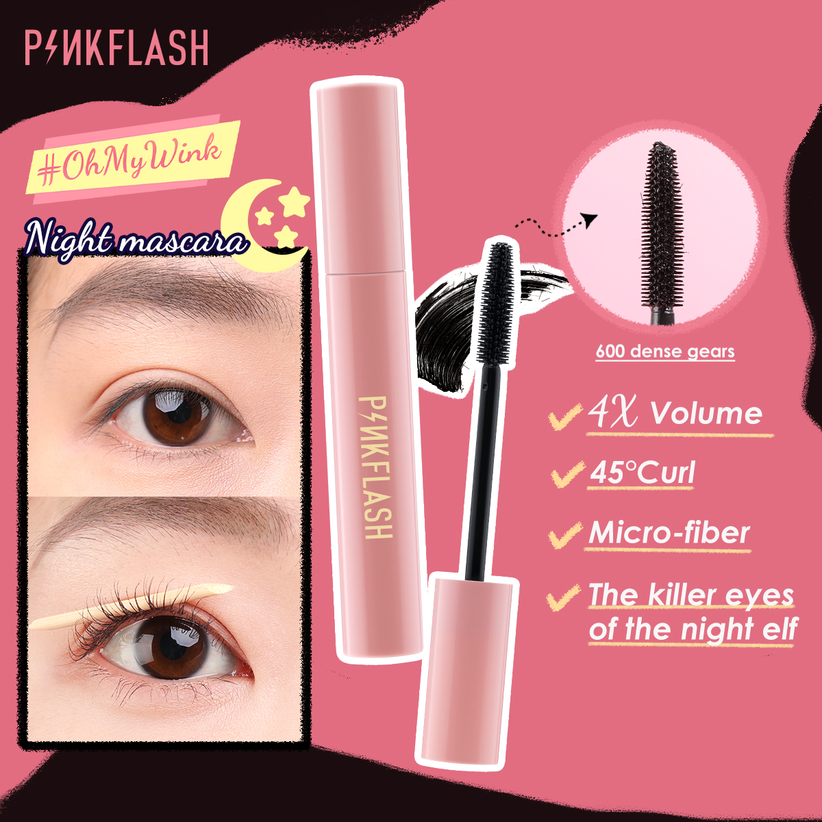 PINKFLASH Waterproof Night & Day Mascara 4 PINKFLASH Waterproof Night & Day Mascara - Image 2