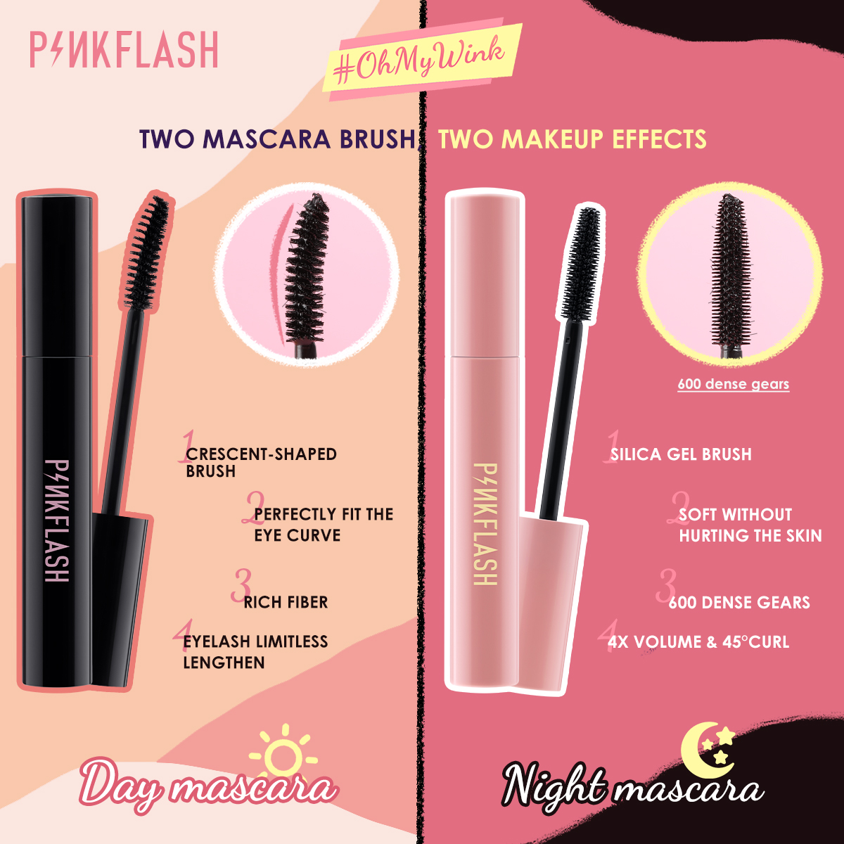 PINKFLASH Waterproof Night & Day Mascara 3 PINKFLASH Waterproof Night & Day Mascara