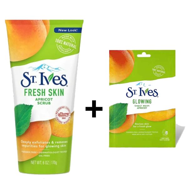 Stives Face Scrub Fresh Skin Apricot Scrub 170G + Glowing Sheet Mask