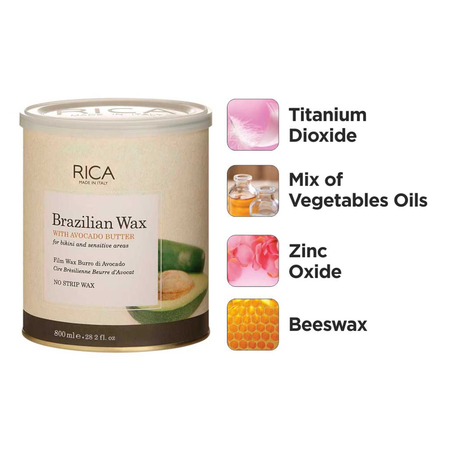 Rica Brazilian Wax Avocado No strip Wax 800ml 5 Rica Brazilian Wax Avocado No strip Wax 800ml - Image 3