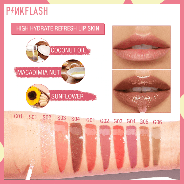 PINKFLASH Moist Lip Gloss 11 Shades 1 pinkflash moist lip gloss 11 shades c01 PINKFLASH Moist Lip Gloss 11 Shades
